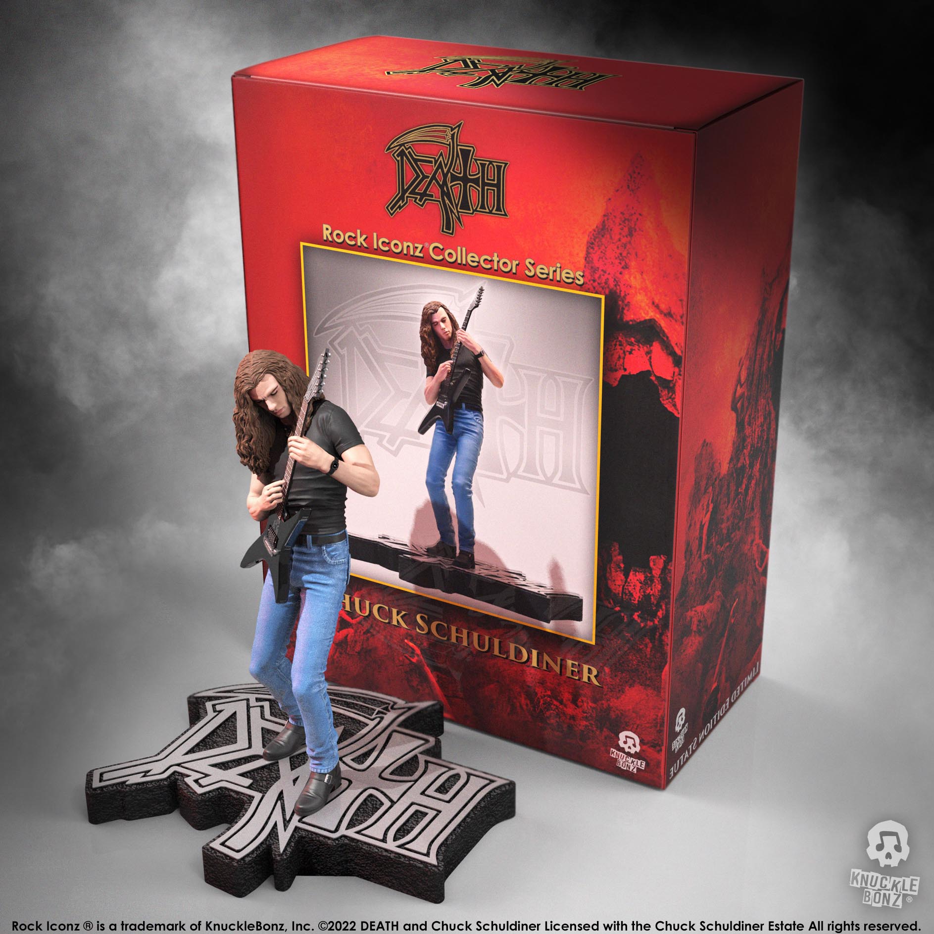 Death Chuck Schuldiner KnuckleBonz Statue - Box Art 