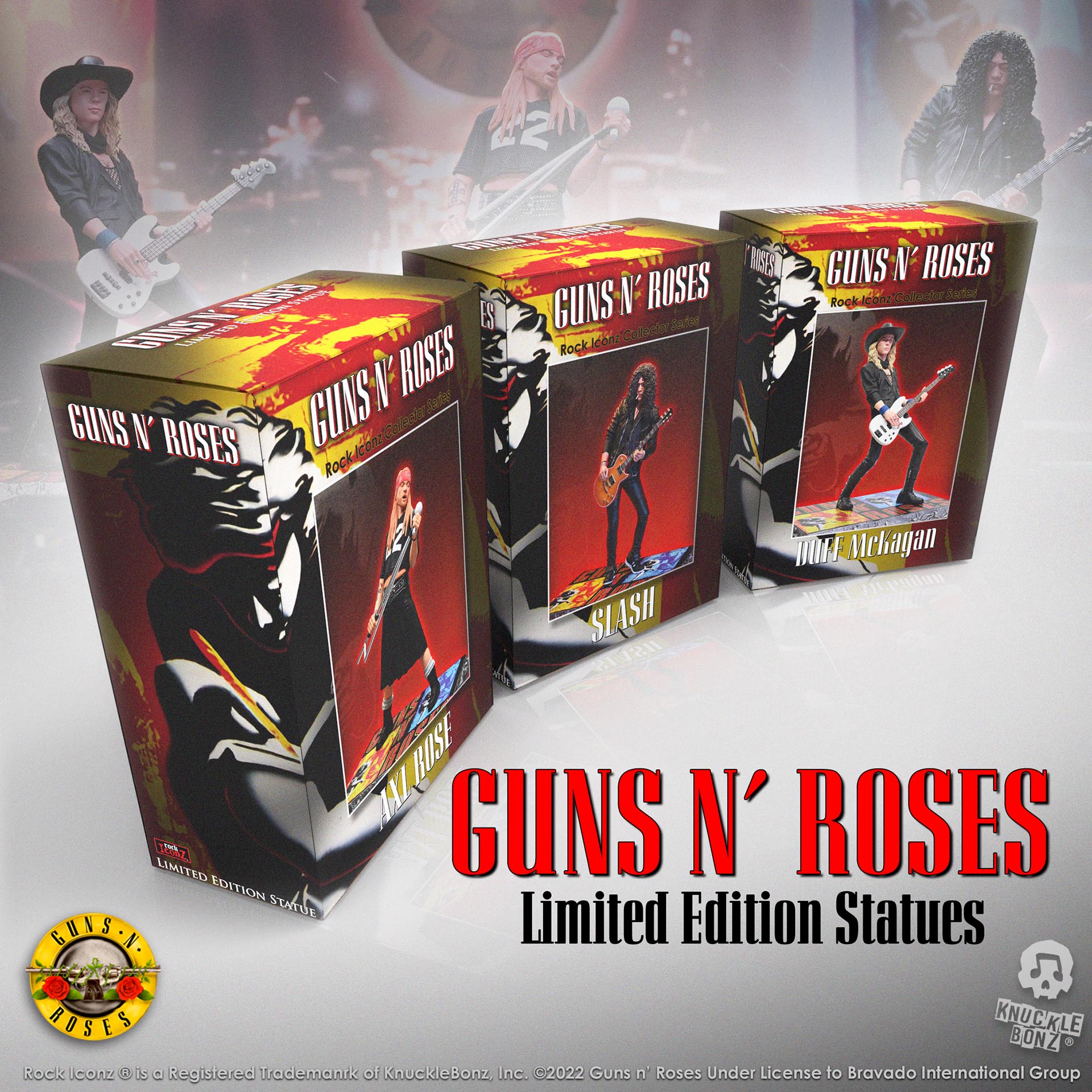 KnuckleBonz First Looks - Guns N' Roses Ltd. Edition Statues Box Designs