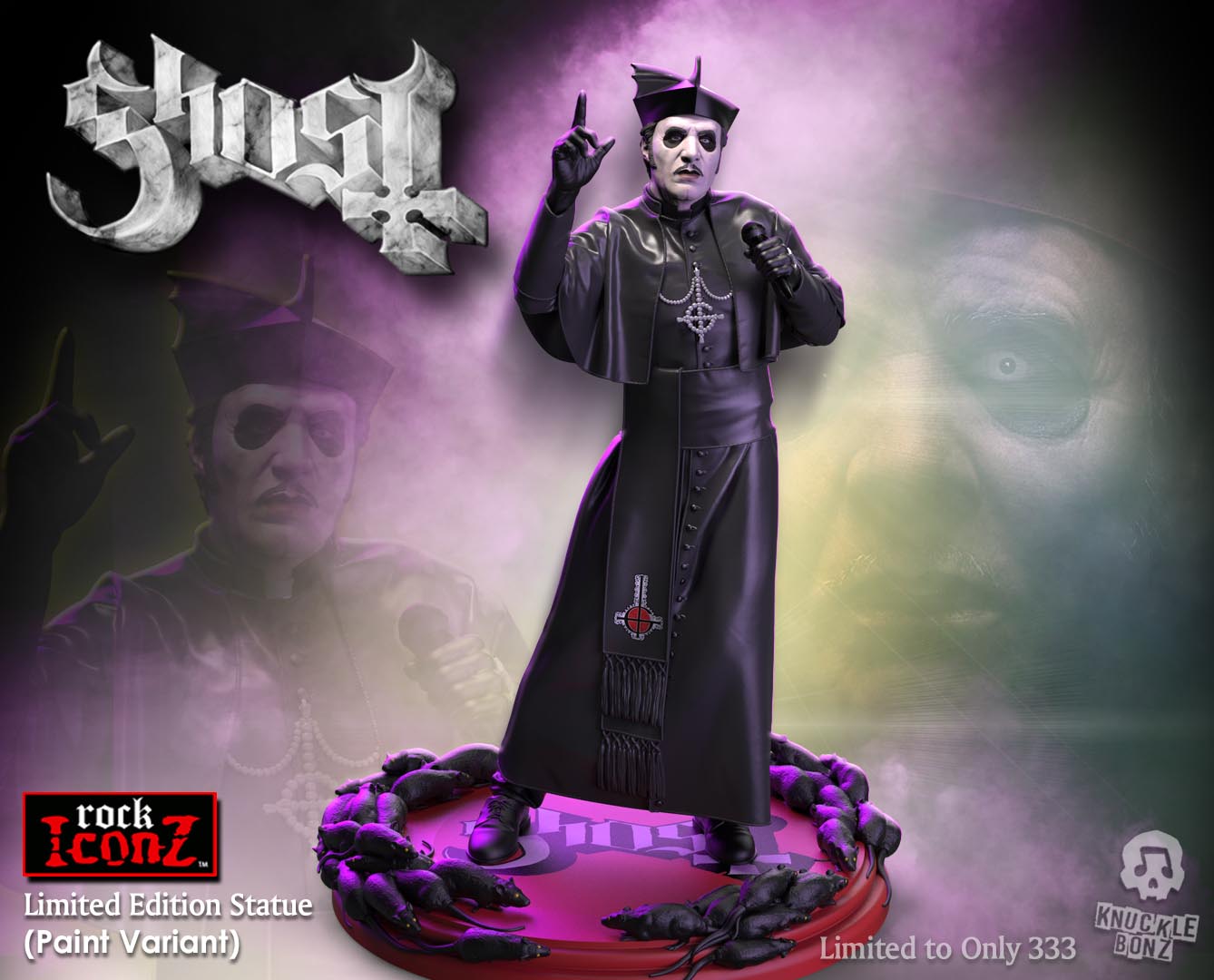 Ghost Cardinal Copia Black Cassock (Variant) KnuckleBonz Statue