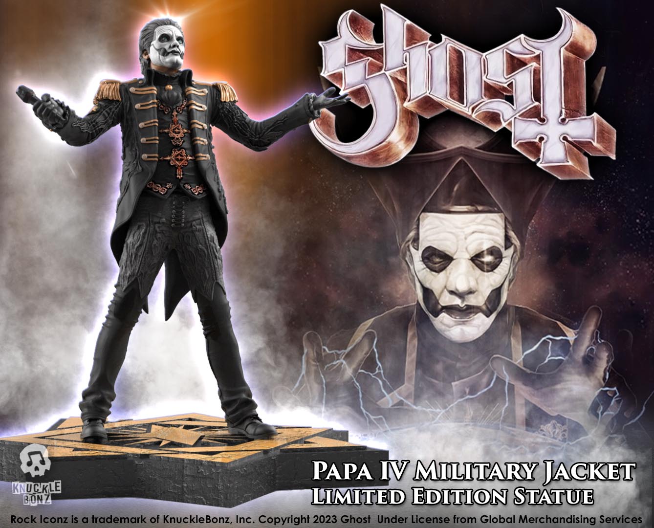 Ghost Papa Emeritus IV Military Jacket KnuckleBonz Statue