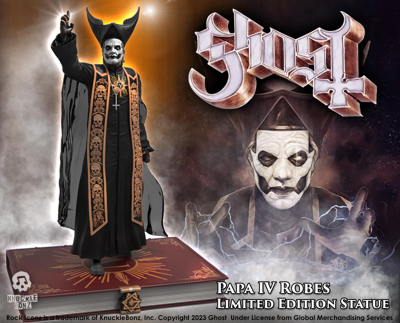 Ghost Papa Emeritus IV Black Robes KnuckleBonz Statue