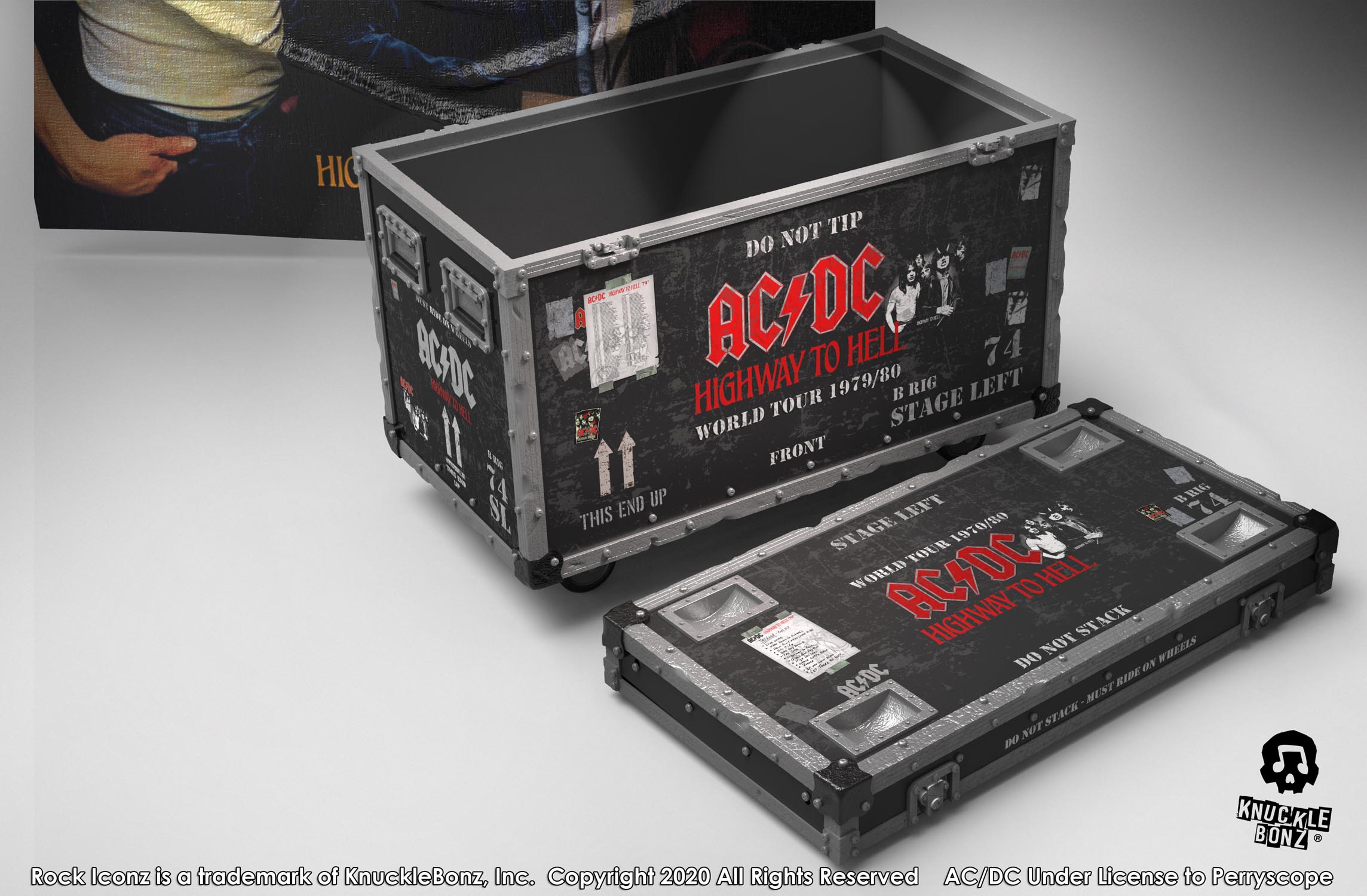 AC/DC “Highway to Hell” Road Case + Stage Backdrop KnuckleBonz Statue