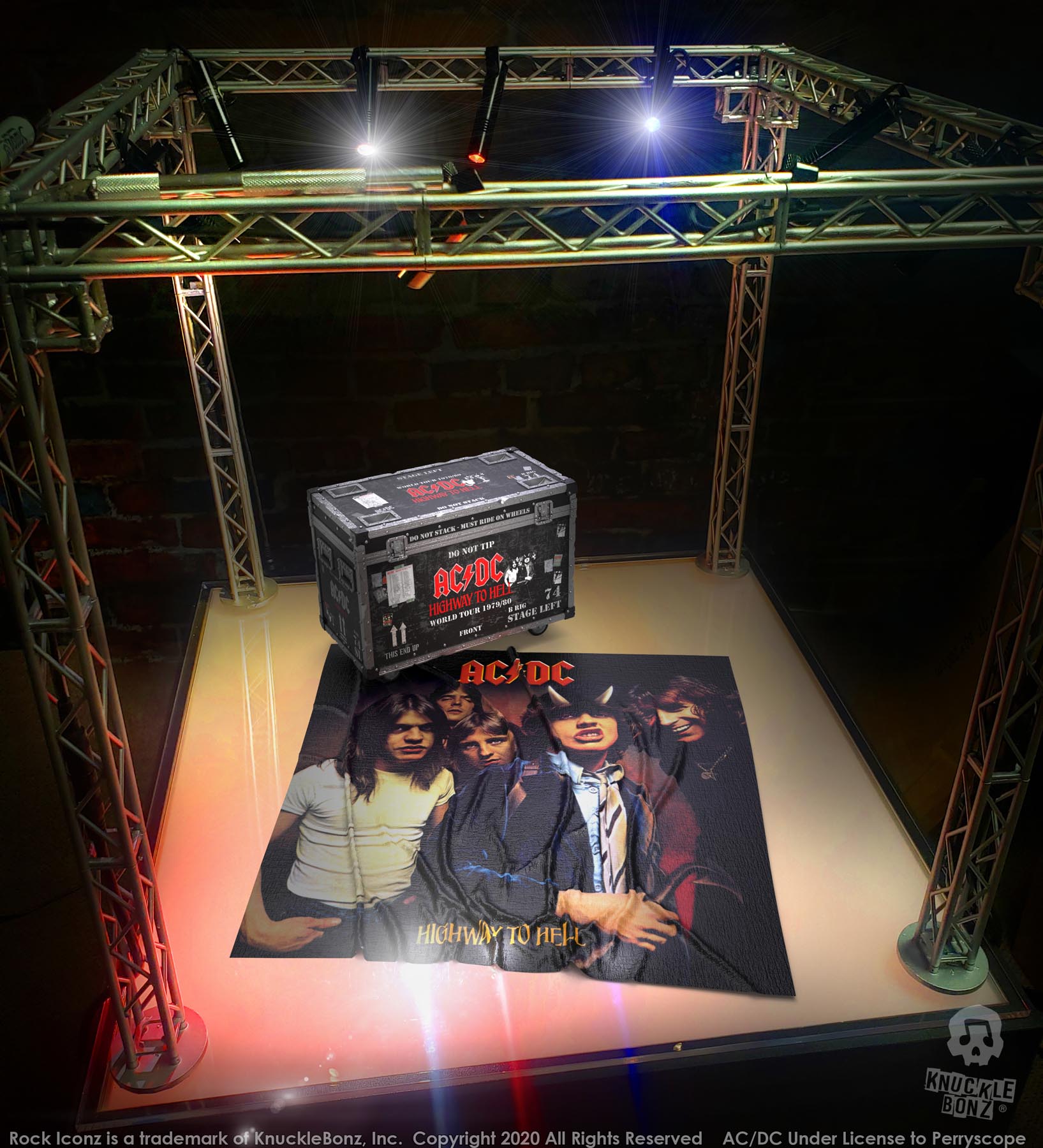 AC/DC “Highway to Hell” Road Case + Stage Backdrop KnuckleBonz Statue