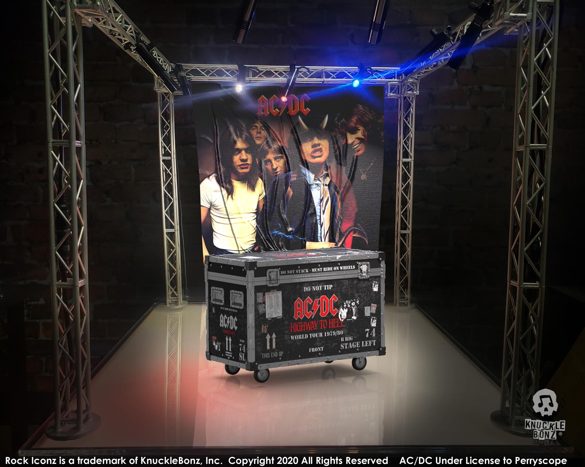 AC/DC “Highway to Hell” Road Case + Stage Backdrop KnuckleBonz Statue