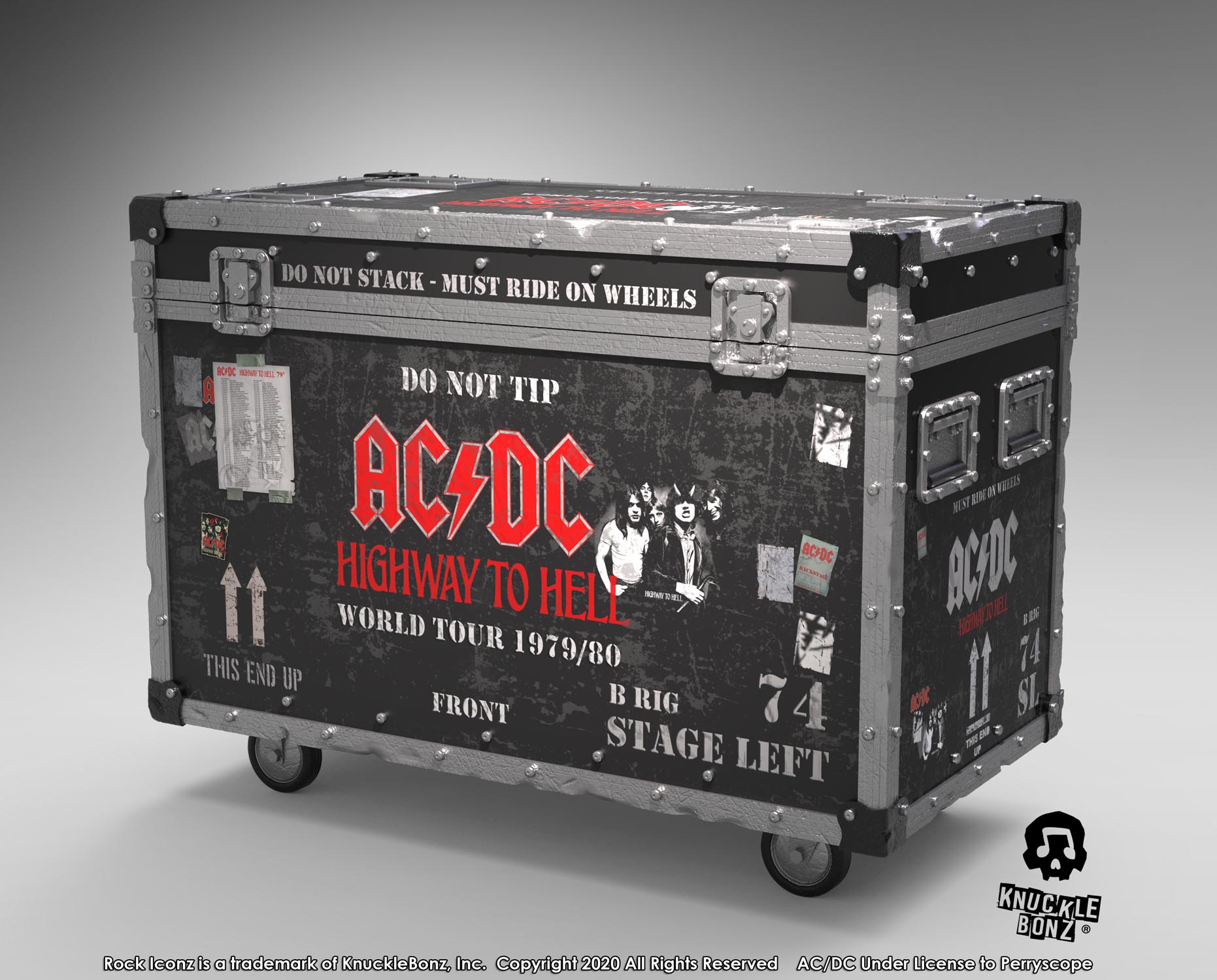 AC/DC “Highway to Hell” Road Case + Stage Backdrop KnuckleBonz Statue