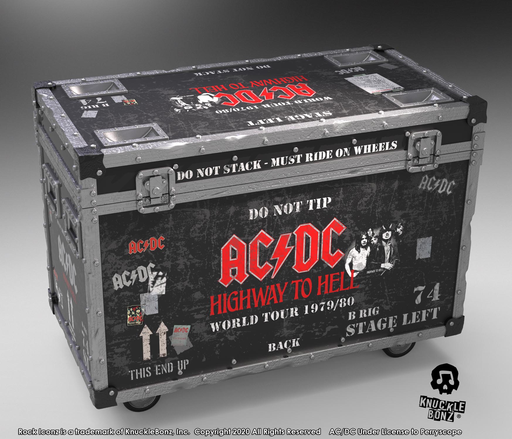 AC/DC “Highway to Hell” Road Case + Stage Backdrop KnuckleBonz Statue