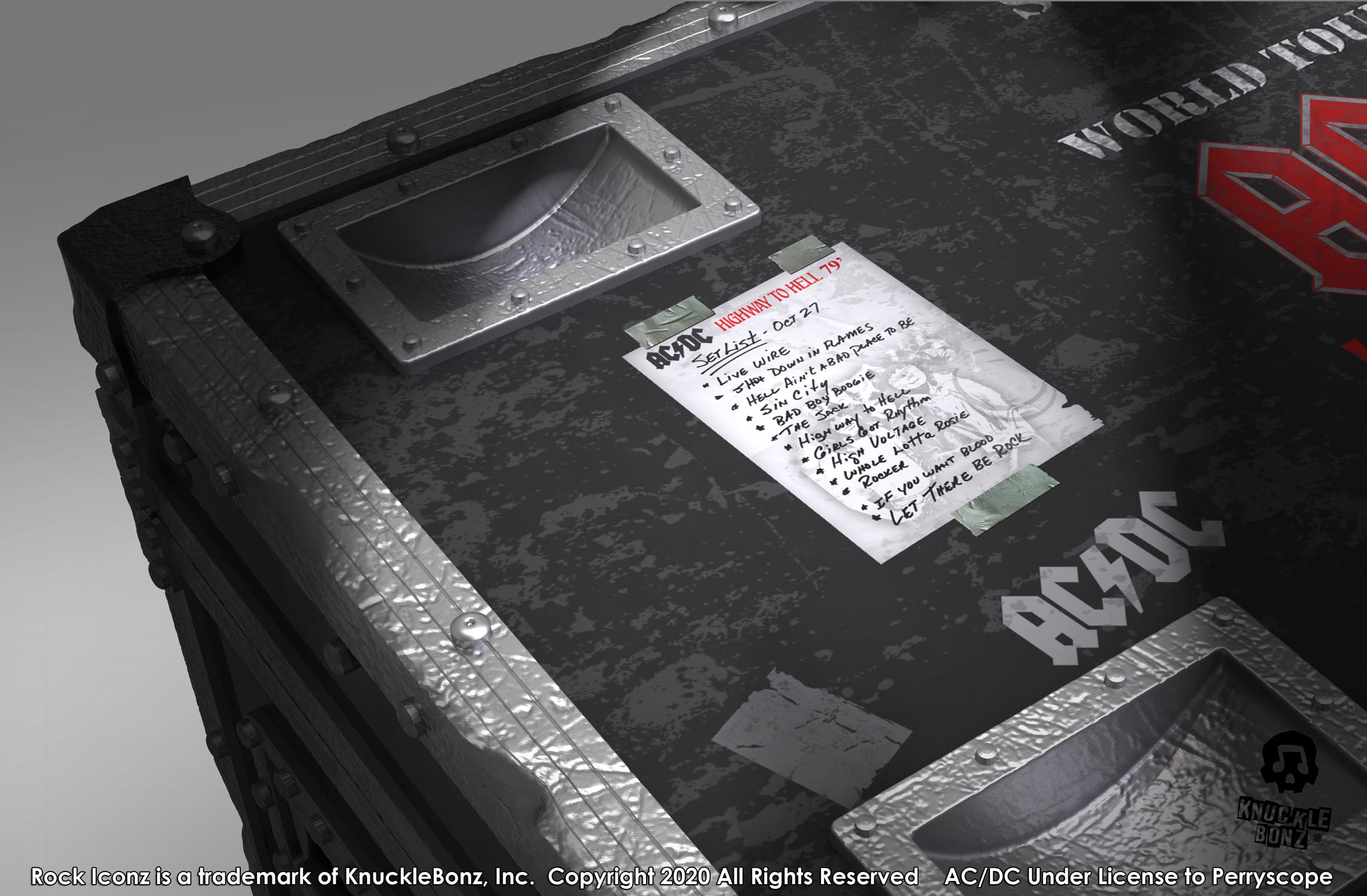 AC/DC “Highway to Hell” Road Case + Stage Backdrop KnuckleBonz Statue