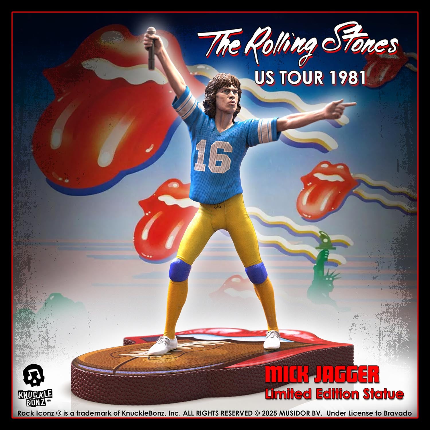 Rolling Stones Mick Jagger US Tour '81 (Blue Jersey) KnuckleBonz Statue