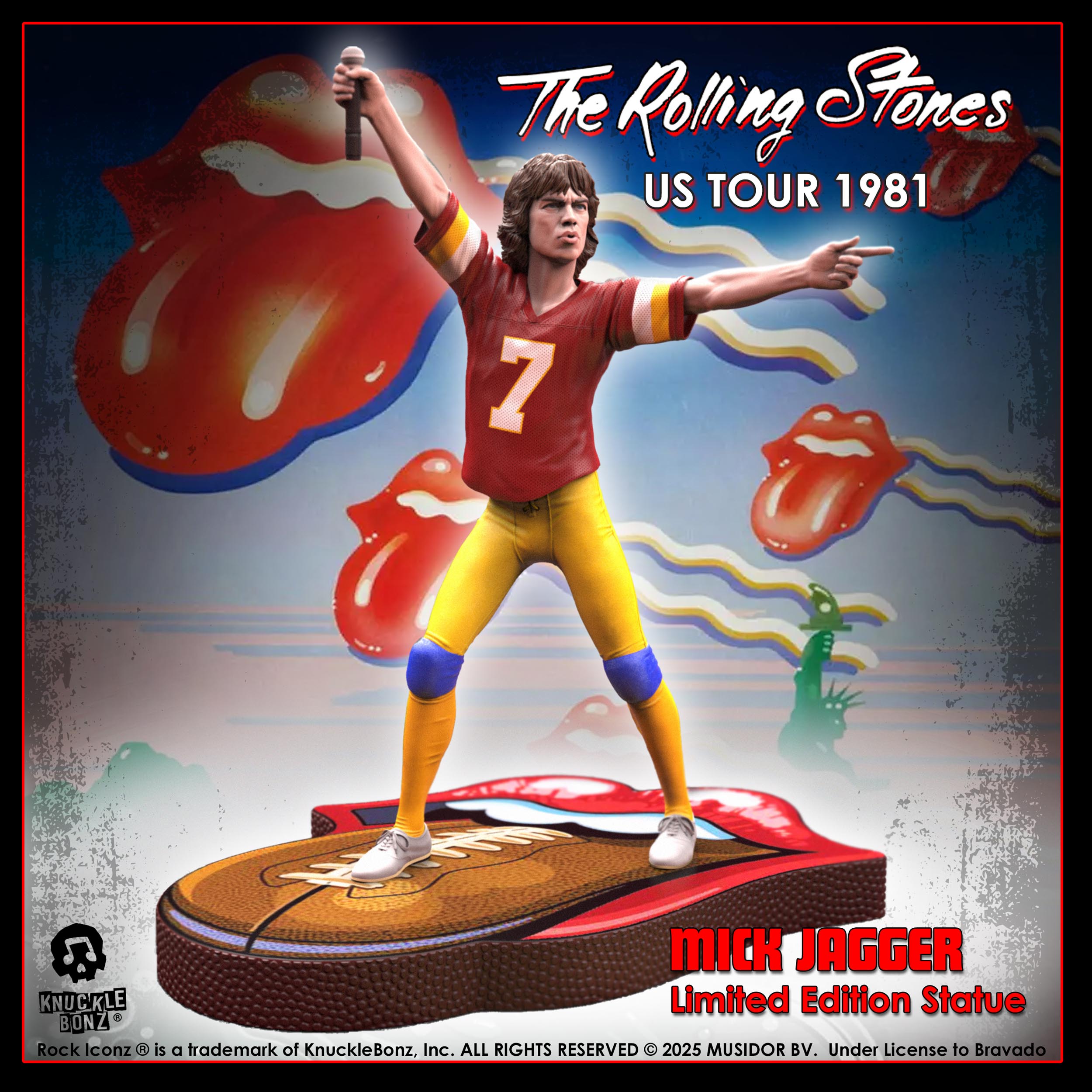 Rolling Stones Mick Jagger US Tour '81 (Burgundy Jersey) KnuckleBonz Statue