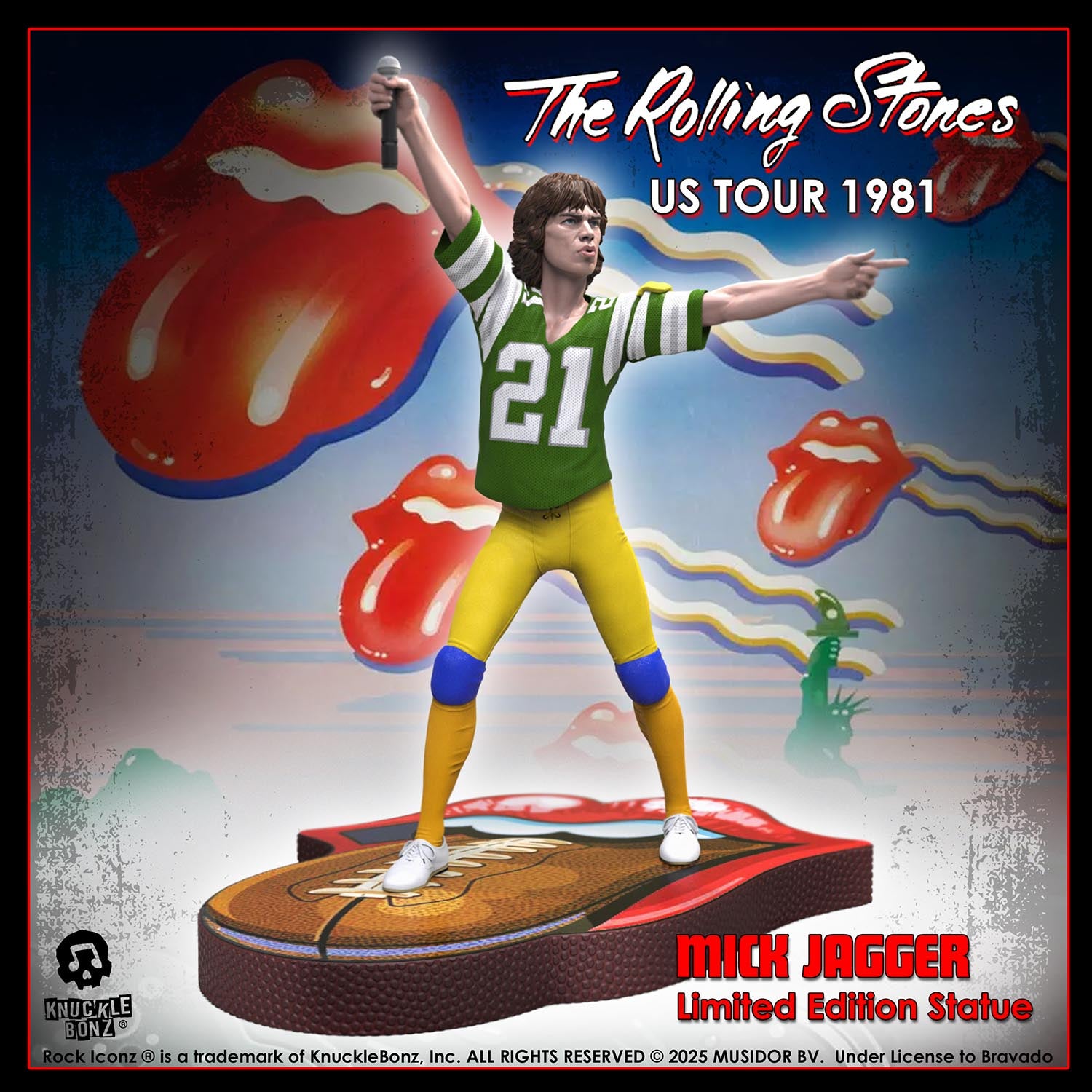 Rolling Stones Mick Jagger US Tour '81 (Green Jersey) KnuckleBonz Statue