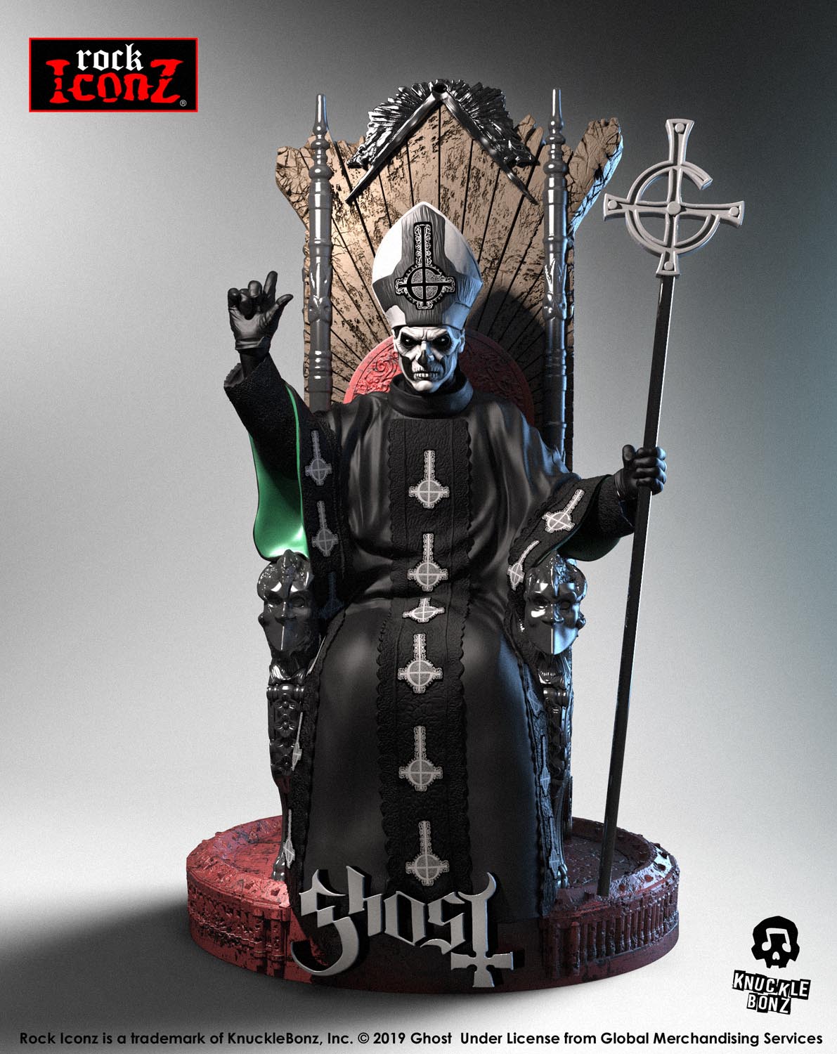 thumbnail image 2 of KnuckleBonz Ghost Rock Iconz Papa Emeritus IV Black Robes 22cm 2 of 14