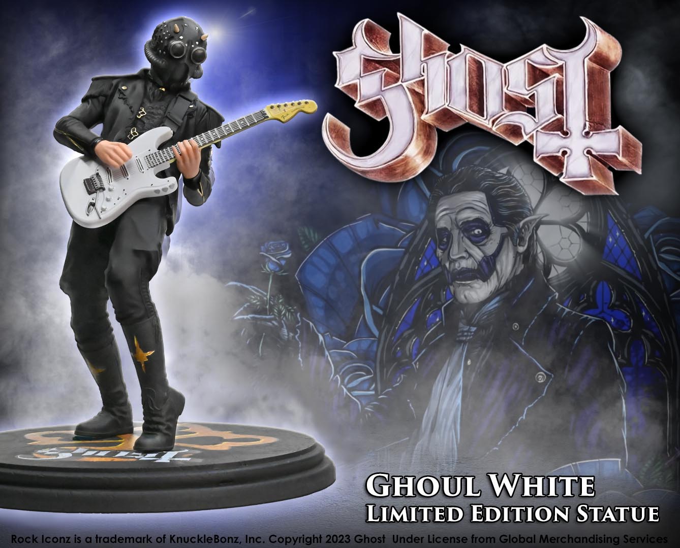 Ghost Nameless Ghoul II White Guitar KnuckleBonz Statue